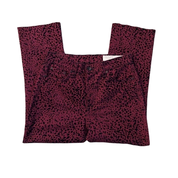 Rag & Bone Hana Hi-Rise Cropped Cheetah Print Jeans Size 25 - Picture 3 of 9